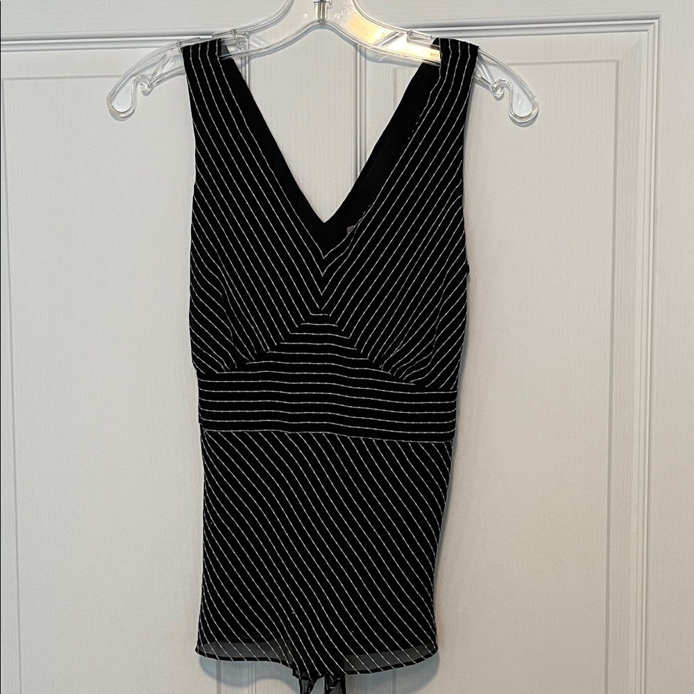Ann Taylor Black and White Striped Blouse